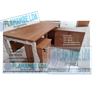 mesa para escritorio com alongamento em armário baixo