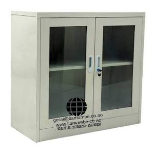 Armário de Metal Cinza com Porta de Vidro
