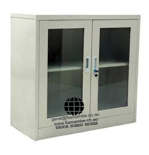 Armário de Metal Cinza com Porta de Vidro