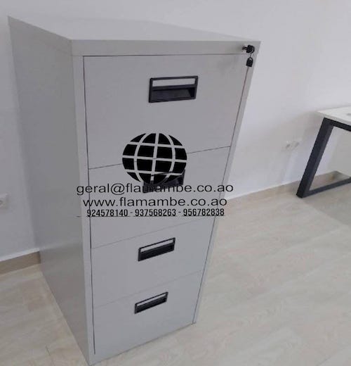 Arquivador Metálico de 4 Gavetas com Chave – Cor Cinza